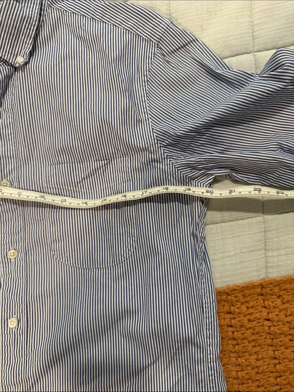 J. Crew Slim Button-Down Navy and White Pinstripe Shirt